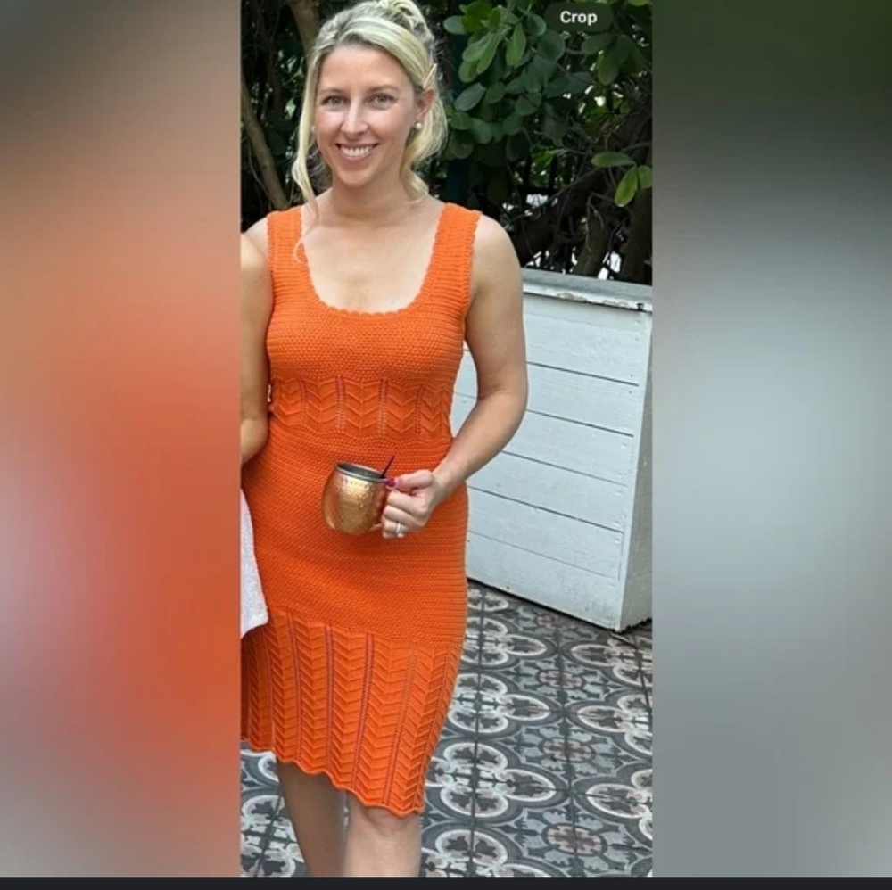 French Connection Orange Knitting Midi Dress